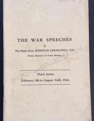 Churchill’s War speeches from February 9th – August 24th 1941. India Press