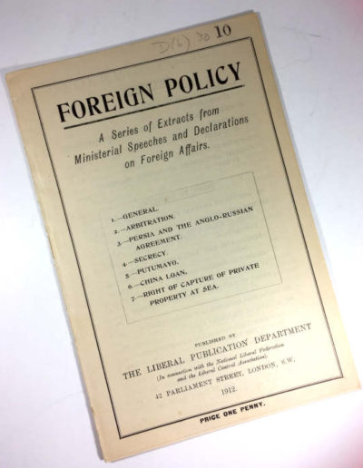 Pamphlet: Foreign Policy 1912. Extracts from Ministerial Speeches...