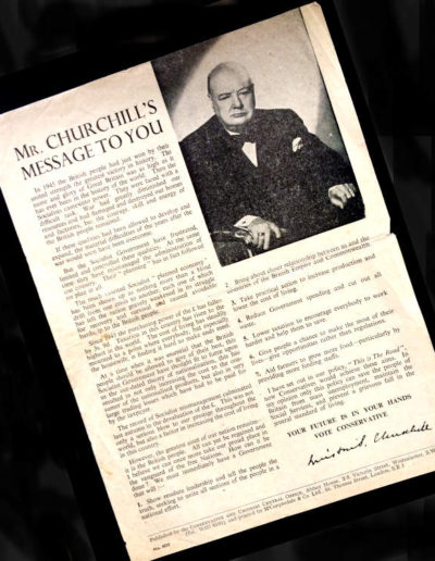 Single page pamphlet: Mr. Churchill's Message To You