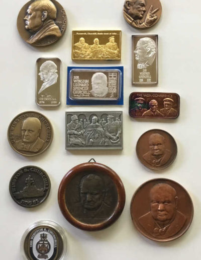 14 Churchill Medallions and Silver Art Bar