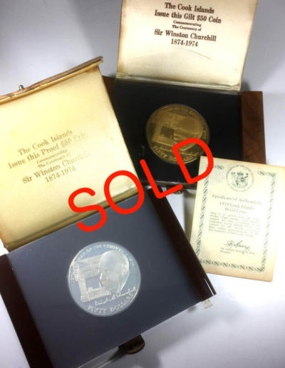 2 Churchill Coins Cook Islands in Original Boxes