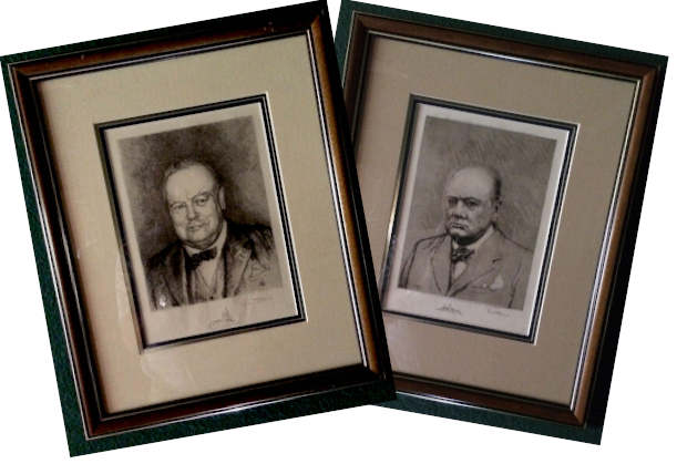 Winston Churchill Portraits – 2 Etchings by Vera Down