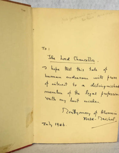 Montgomery's Inscription in the book 'Normandy to the Baltic'