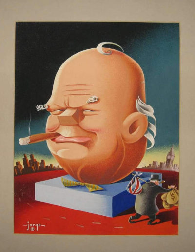 Cartoon Painting of Winston Churchill by Cardenas