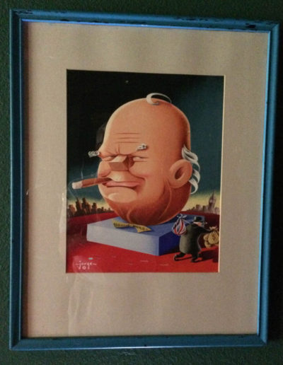 Framed Cartoon Painting of Churchill