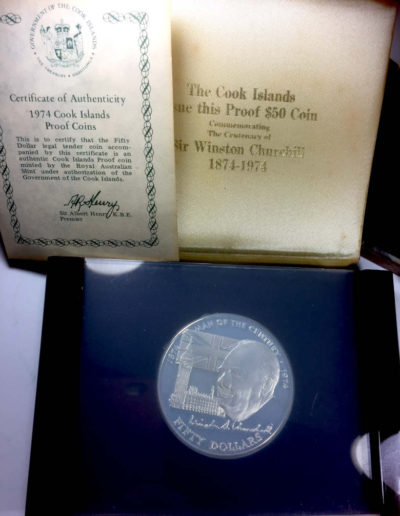 $50 Silver Churchill Proof Coin - Cook Islands