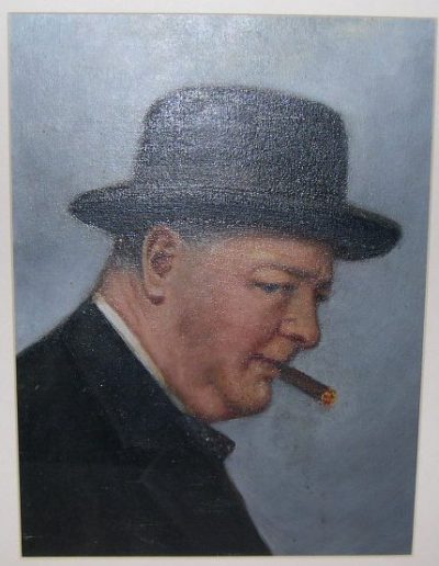 Churchill Portrait - Original Oil on Board Painting