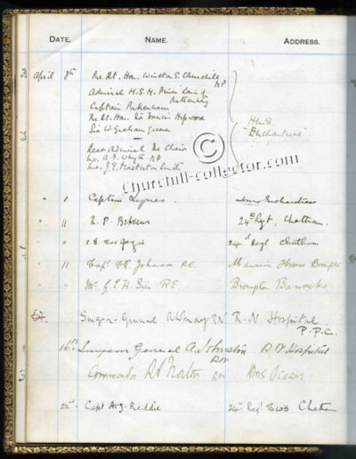 Churchill's Signature Anson Visitors Book