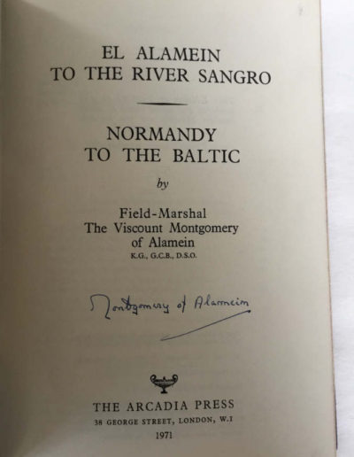 El Alamein to the River Sangro with Montgomery's Signature on the Title Page