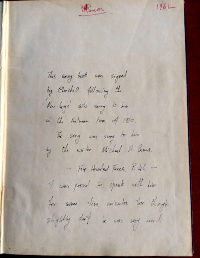 Harrow Song Book Churchill Inscription
