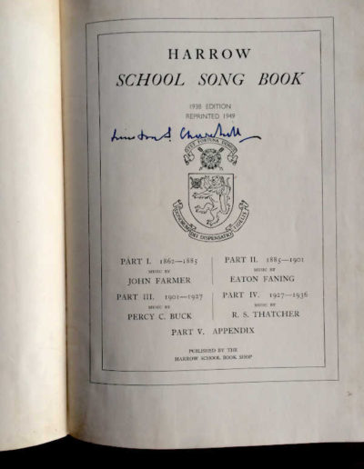 Harrow Song Book Churchill Signature