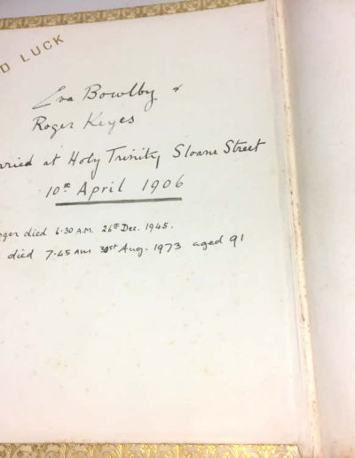 Admiral Keyes' Visitors Book with Gift Inscription