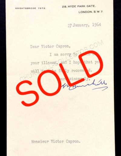 Letter from Winston Churchill to Victor Capron