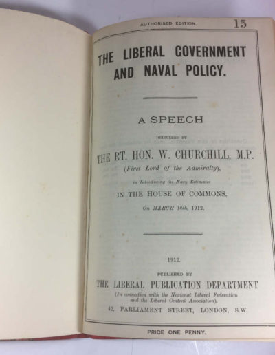 Liberal Government Naval Policy Speech: Title Page