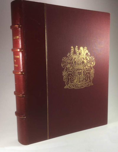 Clamshell Burgundy Case Housing the Book: Mountbatten 80 Years