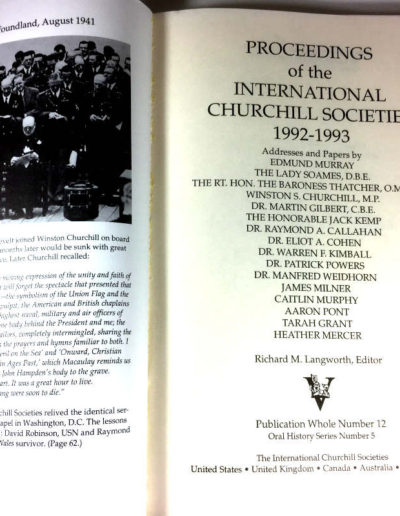 Proceedings of the International Churchill Societies: 1992-1993 - Contributor List