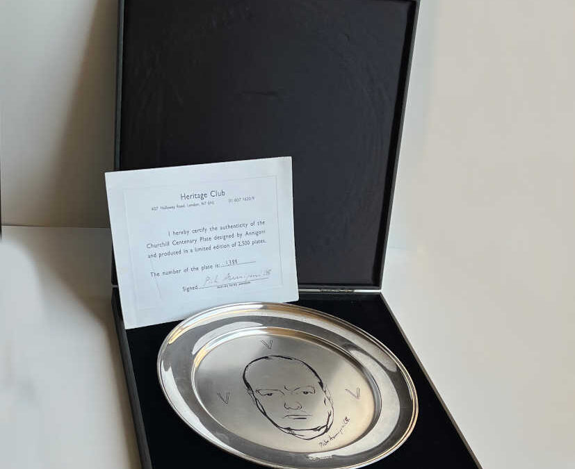 Churchill Centenary Silverware Plate, Annigoni, Pobjoy Mint