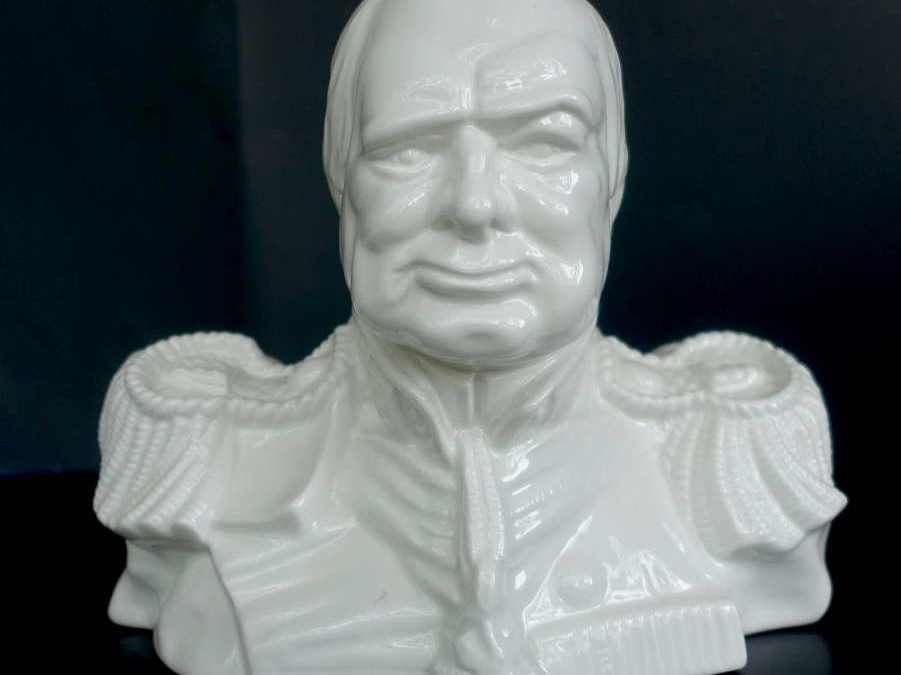 Michael Sutty Bust of Winston Churchill in White Glaze