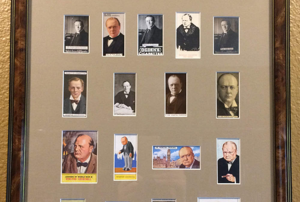 21 Churchill Cigarette Cards in Frame
