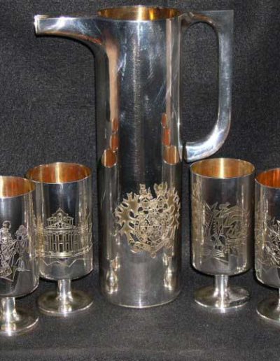 Set of 6 Silver Goblets & Silver Claret Jug