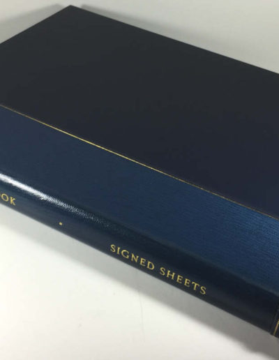 Signed Sheets Stored in Custom-made Solander Case in Half Blue Morocco