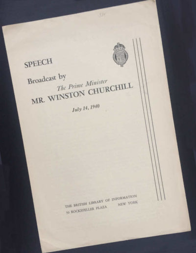 Speech: Broadcast by P.M. Mr. Winston Churchill, 1940