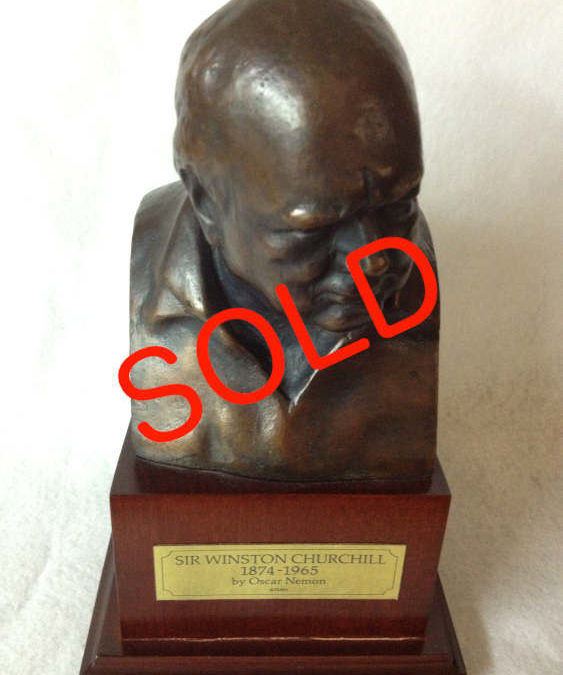 Bronze Bust Of Churchill By Oscar Nemon