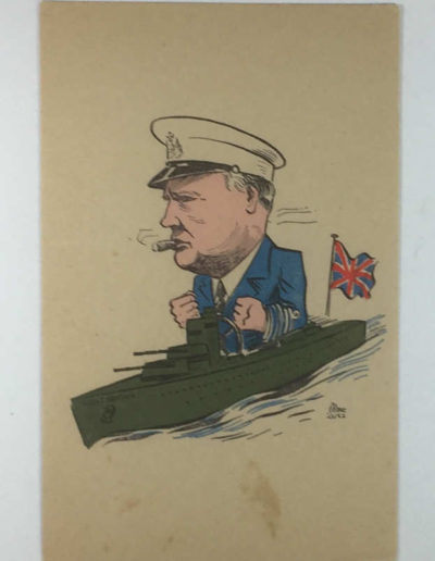 Churchill Caricature WW2 Postcard by LUTZ