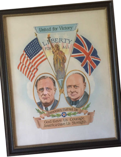 Churchill FDR Framed Wartime Poster