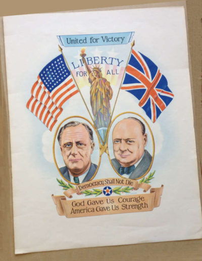 Original Churchill Roosevelt Poster V for Victory Before Framing