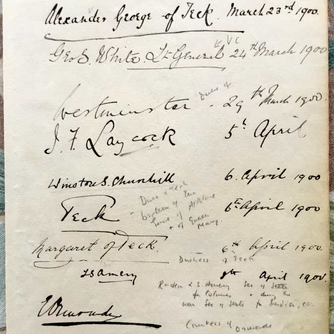 Churchill’s Signature + others – Boer War Era