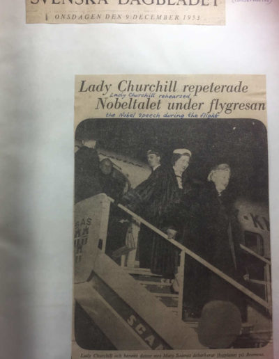 Press Clippings: Lady Churchill arriving in Sweden