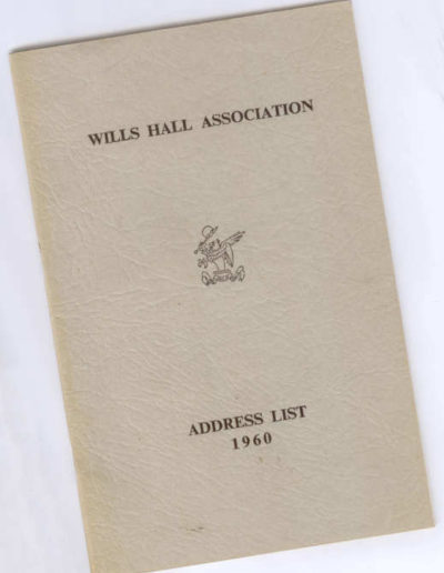 Wills Hall Association Address List 1960