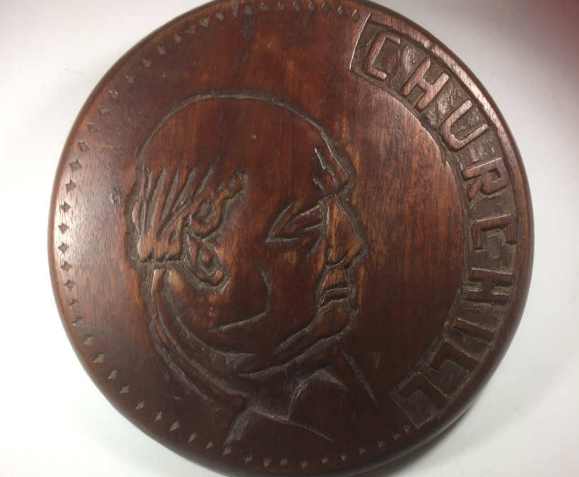 Hand Carved Wooden Plaque – Churchill’s Portrait