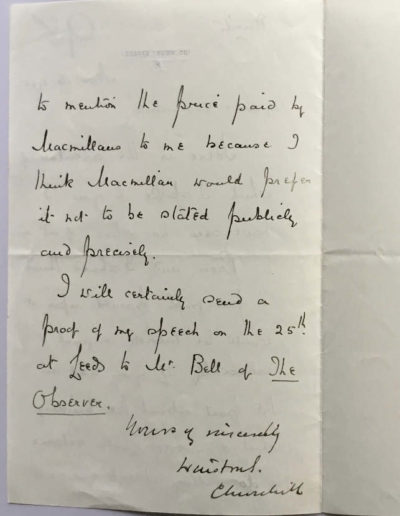 Churchill Letter to Harmsworth, 1905 p2