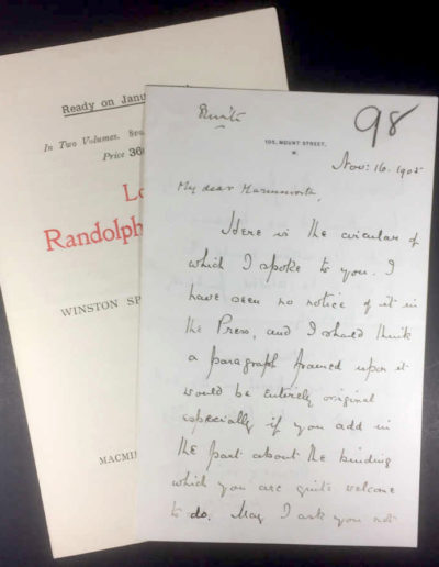 Churchill Letter to Harmsworth + Prospectus