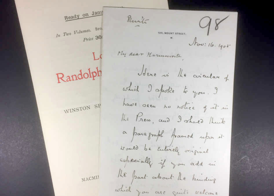 Churchill Letter To Harmsworth (Viscount Northcliffe) 1905