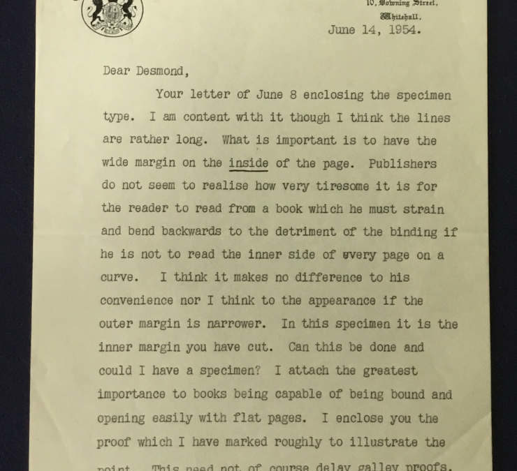 Churchill Letter to Desmond Flower 1954