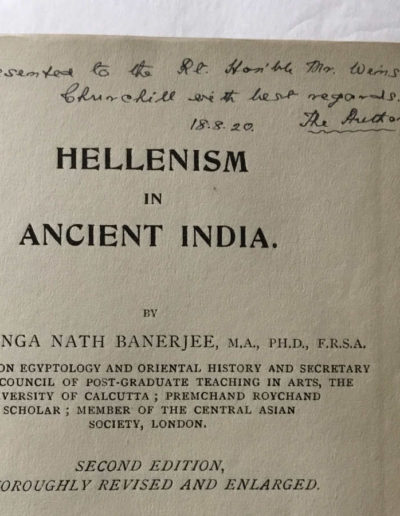 Hellenism In India - Inscribed To Winston Churchill by the Author, 1920