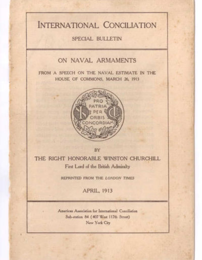 Pamphlet: Naval Armaments from a Speech on Naval Estimates by Winston Churchill. 1913