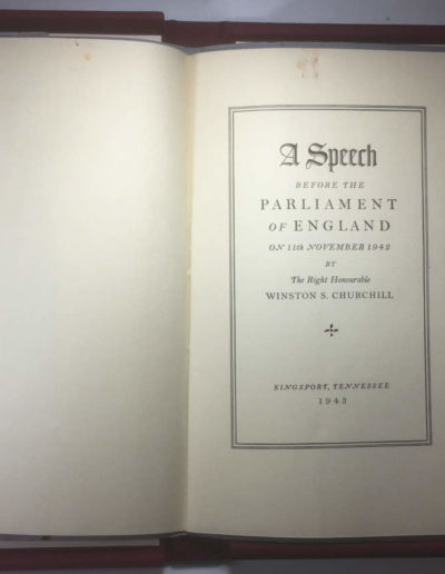 Churchill 1942 Speech: Title Page of Pamphlet