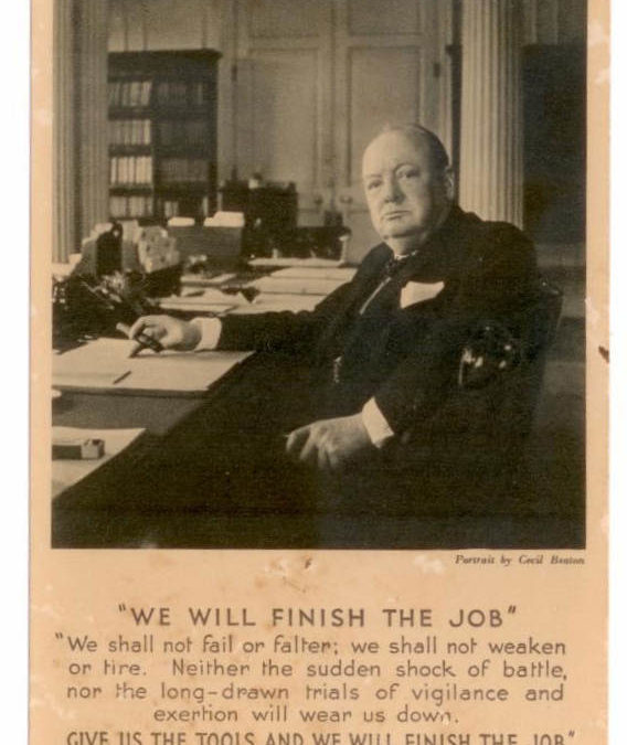 Churchill Wartime Postcard: “WE WILL FINISH THE JOB”