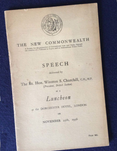 Churchill Speech Dorchester Hotel, 1936