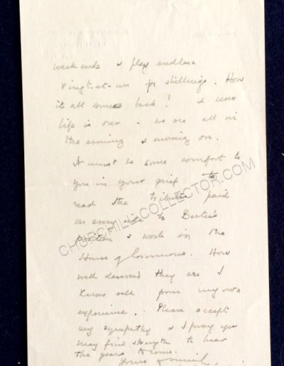 Fine autograph letter signed “Winston S. Churchill”, London. Feb. 17, 1937. Sending condolences to Pauline Spender-Clay (Astor) p2