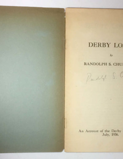 Derby Loser Signed by the Author Randolph Churchill