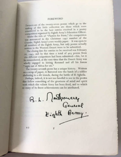 Foreword by B. L. Montgomery with his hand written signature beneath, to the book, Poems from the Desert