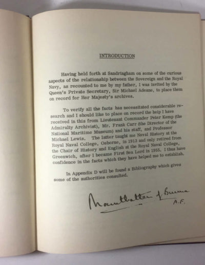 Mountbatten Signature in his Book: The Sovereign and the Navy