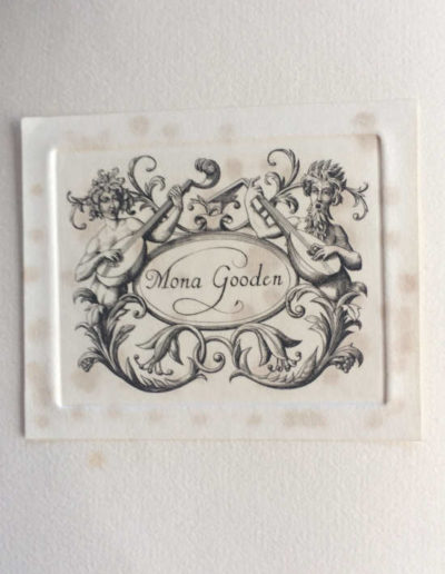 Mona Gooden’s bookplate (designed by her illustrator husband) on a ffep