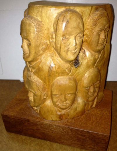 Winston Churchill Portrait on Wood Carving in style of Mt. Rushmore
