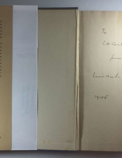 Churchill's Inscription in The World Crisis: Abridged and Revised Edition by Winston Churchill